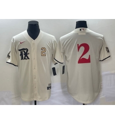 Men's Texas Rangers #2 Marcus Semien Number Cream 2023 City Connect Stitched Baseball Jersey Men's Texas Rangers #2 Marcus Semien Number Cream 2023 City Connect Stitched Baseball Jersey