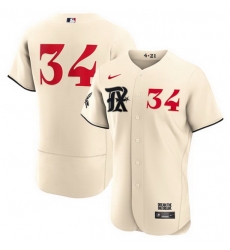 Men's Texas Rangers #34 Nolan Ryan Cream 2023 City Connect Flex Base Stitched Baseball Jersey Men's Texas Rangers #34 Nolan Ryan Cream 2023 City Connect Flex Base Stitched Baseball Jersey