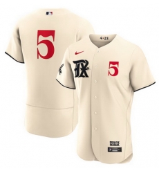 Men's Texas Rangers #5 Corey Seager Cream 2023 City Connect Flex Base Stitched Baseball Jersey Men's Texas Rangers #5 Corey Seager Cream 2023 City Connect Flex Base Stitched Baseball Jersey