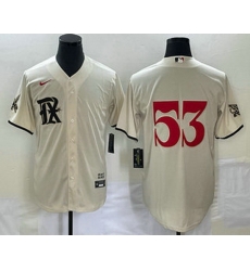 Men's Texas Rangers #53 Adolis Garcia Cream 2023 City Connect Cool Base Stitched Jersey Men's Texas Rangers #53 Adolis Garcia Cream 2023 City Connect Cool Base Stitched Jersey