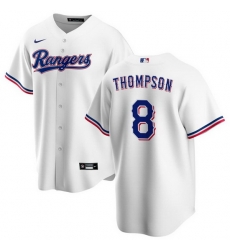 Men's Texas Rangers #8 Bubba Thompson White Cool Base Stitched Baseball Jersey Men's Texas Rangers #8 Bubba Thompson White Cool Base Stitched Baseball Jersey