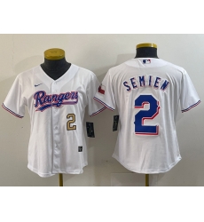 Women Texas Rangers 2 Marcus Semien White Gold Cool Base Stitched Baseball Jersey 1 Women Texas Rangers 2 Marcus Semien White Gold Cool Base Stitched Baseball Jersey 1