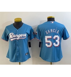 Women Texas Rangers 53 Adolis Garc EDa Blue With Patch Stitched Baseball Jersey 28Run Small 29 Women Texas Rangers 53 Adolis Garc EDa Blue With Patch Stitched Baseball Jersey 28Run Small 29