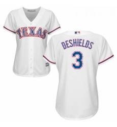 Womens Majestic Texas Rangers 3 Delino DeShields Replica White Home Cool Base MLB Jersey Womens Majestic Texas Rangers 3 Delino DeShields Replica White Home Cool Base MLB Jersey