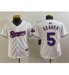 Youth Texas Rangers 5 Corey Seager White Gold Stitched Baseball Jersey Youth Texas Rangers 5 Corey Seager White Gold Stitched Baseball Jersey