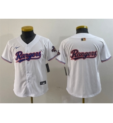 Youth Texas Rangers Team Big Logo White Gold Stitched Baseball Jersey 2 Youth Texas Rangers Team Big Logo White Gold Stitched Baseball Jersey 2