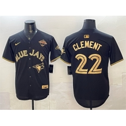 Men Toronto Blue Jays 22 Ernie Clement Black Gold 2025 American League Champions Limited Stitched Baseball Jersey