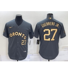 Men Toronto Blue Jays 27 Vladimir Guerrero Jr 2022 All Star Charcoal Cool Base Stitched Baseball Jersey Men Toronto Blue Jays 27 Vladimir Guerrero Jr 2022 All Star Charcoal Cool Base Stitched Baseball Jersey