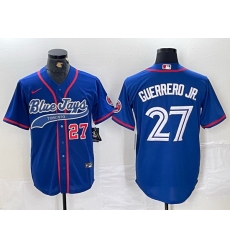 Men Toronto Blue Jays 27 Vladimir Guerrero Jr Royal Cool Base Stitched Baseball Jersey 1 Men Toronto Blue Jays 27 Vladimir Guerrero Jr Royal Cool Base Stitched Baseball Jersey 1