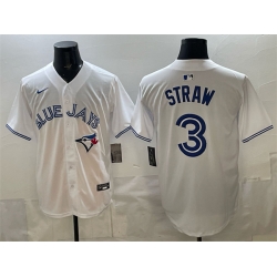 Men Toronto Blue Jays  3 Myles Straw White Home Limited Stitched Baseball Jersey