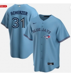 Men Toronto Blue Jays 31 Max Scherzer Light Blue Cool Base Stitched Baseball Jersey