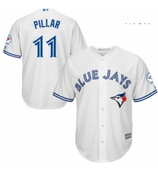 Mens Majestic Toronto Blue Jays 11 Kevin Pillar Replica White Home 40th Anniversary Patch MLB Jersey Mens Majestic Toronto Blue Jays 11 Kevin Pillar Replica White Home 40th Anniversary Patch MLB Jersey