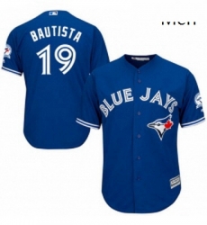 Mens Majestic Toronto Blue Jays 19 Jose Bautista Replica Blue Alternate 40th Anniversary Patch MLB Jersey Mens Majestic Toronto Blue Jays 19 Jose Bautista Replica Blue Alternate 40th Anniversary Patch MLB Jersey