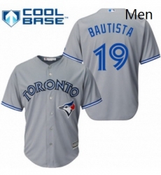 Mens Majestic Toronto Blue Jays 19 Jose Bautista Replica Grey Road MLB Jersey Mens Majestic Toronto Blue Jays 19 Jose Bautista Replica Grey Road MLB Jersey