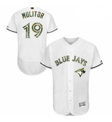 Mens Majestic Toronto Blue Jays 19 Paul Molitor Authentic White 2016 Memorial Day Fashion Flex Base Jersey Mens Majestic Toronto Blue Jays 19 Paul Molitor Authentic White 2016 Memorial Day Fashion Flex Base Jersey