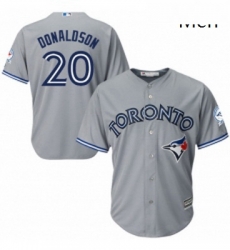 Mens Majestic Toronto Blue Jays 20 Josh Donaldson Replica Grey Road 40th Anniversary Patch MLB Jersey Mens Majestic Toronto Blue Jays 20 Josh Donaldson Replica Grey Road 40th Anniversary Patch MLB Jersey