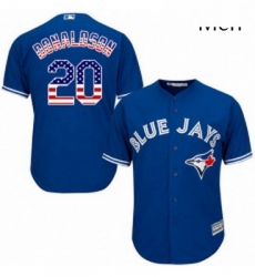 Mens Majestic Toronto Blue Jays 20 Josh Donaldson Replica Royal Blue USA Flag Fashion MLB Jersey Mens Majestic Toronto Blue Jays 20 Josh Donaldson Replica Royal Blue USA Flag Fashion MLB Jersey
