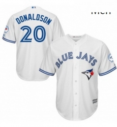 Mens Majestic Toronto Blue Jays 20 Josh Donaldson Replica White Home 40th Anniversary Patch MLB Jersey Mens Majestic Toronto Blue Jays 20 Josh Donaldson Replica White Home 40th Anniversary Patch MLB Jersey