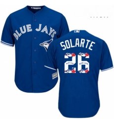 Mens Majestic Toronto Blue Jays 26 Yangervis Solarte Authentic Blue Team Logo Fashion MLB Jersey Mens Majestic Toronto Blue Jays 26 Yangervis Solarte Authentic Blue Team Logo Fashion MLB Jersey