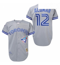 Mens Mitchell and Ness Toronto Blue Jays 12 Roberto Alomar Authentic Grey Throwback MLB Jersey Mens Mitchell and Ness Toronto Blue Jays 12 Roberto Alomar Authentic Grey Throwback MLB Jersey