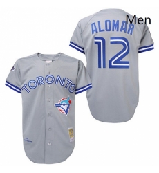 Mens Mitchell and Ness Toronto Blue Jays 12 Roberto Alomar Replica Grey Throwback MLB Jersey Mens Mitchell and Ness Toronto Blue Jays 12 Roberto Alomar Replica Grey Throwback MLB Jersey