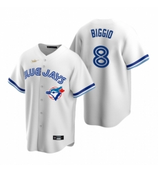 Men's Nike Toronto Blue Jays #8 Cavan Biggio White Cooperstown Collection Home Stitched Baseball Jersey Men's Nike Toronto Blue Jays #8 Cavan Biggio White Cooperstown Collection Home Stitched Baseball Jersey