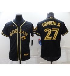 Men's Toronto Blue Jays #27 Vladimir Guerrero Jr. Black Gold Alternate Baseball Jersey Men's Toronto Blue Jays #27 Vladimir Guerrero Jr. Black Gold Alternate Baseball Jersey