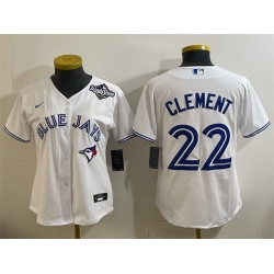 Women Toronto Blue Jays 22 Ernie Clement White 2025 World Series Home Cool Base Stitched Baseball Jersey 