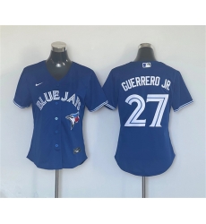 Women Toronto Blue Jays 27 Vladimir Guerrero Jr  Blue Cool Base Stitched Baseball Jersey 28Run Small 29