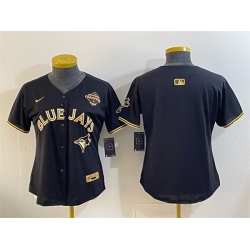 Women Toronto Blue Jays Blank Black Gold 2025 American League Champions Limited Stitched Baseball Jersey 