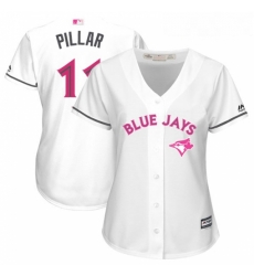 Womens Majestic Toronto Blue Jays 11 Kevin Pillar Replica White Mothers Day Cool Base MLB Jersey