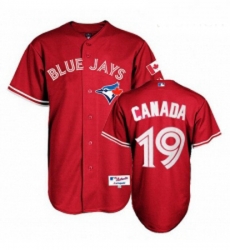 Womens Majestic Toronto Blue Jays 19 Jose Bautista Replica Red Canada Day MLB Jersey Womens Majestic Toronto Blue Jays 19 Jose Bautista Replica Red Canada Day MLB Jersey