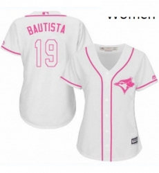 Womens Majestic Toronto Blue Jays 19 Jose Bautista Replica White Fashion Cool Base MLB Jersey Womens Majestic Toronto Blue Jays 19 Jose Bautista Replica White Fashion Cool Base MLB Jersey