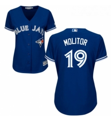 Womens Majestic Toronto Blue Jays 19 Paul Molitor Replica Blue Alternate MLB Jersey Womens Majestic Toronto Blue Jays 19 Paul Molitor Replica Blue Alternate MLB Jersey