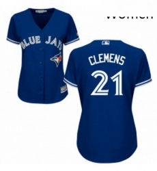 Womens Majestic Toronto Blue Jays 21 Roger Clemens Authentic Blue Alternate MLB Jersey Womens Majestic Toronto Blue Jays 21 Roger Clemens Authentic Blue Alternate MLB Jersey