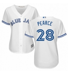Womens Majestic Toronto Blue Jays 28 Steve Pearce Authentic White Home MLB Jersey 