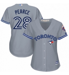 Womens Majestic Toronto Blue Jays 28 Steve Pearce Replica Grey Road MLB Jersey Womens Majestic Toronto Blue Jays 28 Steve Pearce Replica Grey Road MLB Jersey