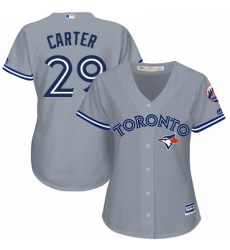Womens Majestic Toronto Blue Jays 29 Joe Carter Replica Grey Road MLB Jersey Womens Majestic Toronto Blue Jays 29 Joe Carter Replica Grey Road MLB Jersey