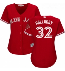 Womens Majestic Toronto Blue Jays 32 Roy Halladay Authentic Scarlet Alternate MLB Jersey Womens Majestic Toronto Blue Jays 32 Roy Halladay Authentic Scarlet Alternate MLB Jersey