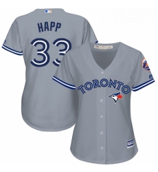 Womens Majestic Toronto Blue Jays 33 JA Happ Replica Grey Road MLB Jersey Womens Majestic Toronto Blue Jays 33 JA Happ Replica Grey Road MLB Jersey