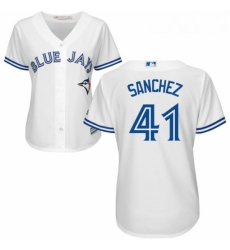 Womens Majestic Toronto Blue Jays 41 Aaron Sanchez Replica White Home MLB Jersey Womens Majestic Toronto Blue Jays 41 Aaron Sanchez Replica White Home MLB Jersey
