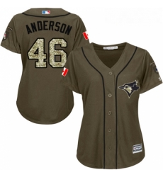 Womens Majestic Toronto Blue Jays 46 Brett Anderson Authentic Green Salute to Service MLB Jersey Womens Majestic Toronto Blue Jays 46 Brett Anderson Authentic Green Salute to Service MLB Jersey