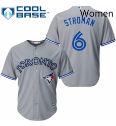 Womens Majestic Toronto Blue Jays 6 Marcus Stroman Replica Grey MLB Jersey Womens Majestic Toronto Blue Jays 6 Marcus Stroman Replica Grey MLB Jersey