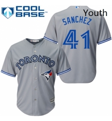Youth Majestic Toronto Blue Jays 41 Aaron Sanchez Replica Grey Road MLB Jersey Youth Majestic Toronto Blue Jays 41 Aaron Sanchez Replica Grey Road MLB Jersey