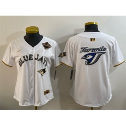 Youth Toronto Blue Jays Team Big Logo White Gold 2025 American League Champions Limited Stitched Baseball Jersey