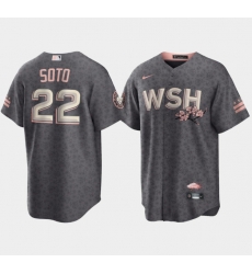 Men Washington Nationals 22 Juan Soto 2022 Grey City Connect Cherry Blossom Cool Base Stitched jersey Men Washington Nationals 22 Juan Soto 2022 Grey City Connect Cherry Blossom Cool Base Stitched jersey