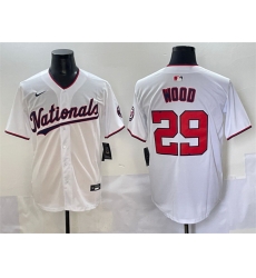 Men Washington Nationals 29 James Wood White Home Limited Stitched Baseball Jersey Men Washington Nationals 29 James Wood White Home Limited Stitched Baseball Jersey
