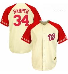 Mens Majestic Washington Nationals 34 Bryce Harper Replica CreamRed Exclusive MLB Jersey Mens Majestic Washington Nationals 34 Bryce Harper Replica CreamRed Exclusive MLB Jersey
