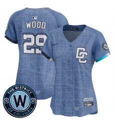 Women Washington Nationals 29 James Wood Blue 2025 City Connect Limited Stitched Baseball Jersey Women Washington Nationals 29 James Wood Blue 2025 City Connect Limited Stitched Baseball Jersey