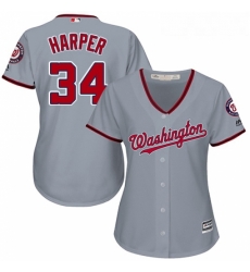 Womens Majestic Washington Nationals 34 Bryce Harper Authentic Grey Road Cool Base MLB Jersey Womens Majestic Washington Nationals 34 Bryce Harper Authentic Grey Road Cool Base MLB Jersey